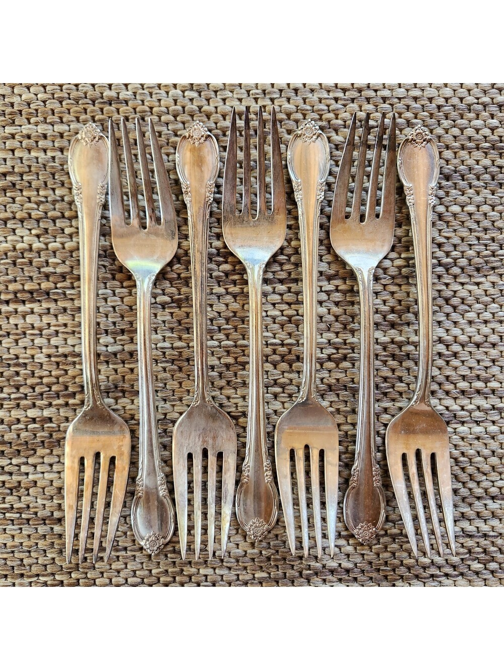 1847 Rogers Bros Remembrance Salad Forks Lot of 7 International Silver Plate